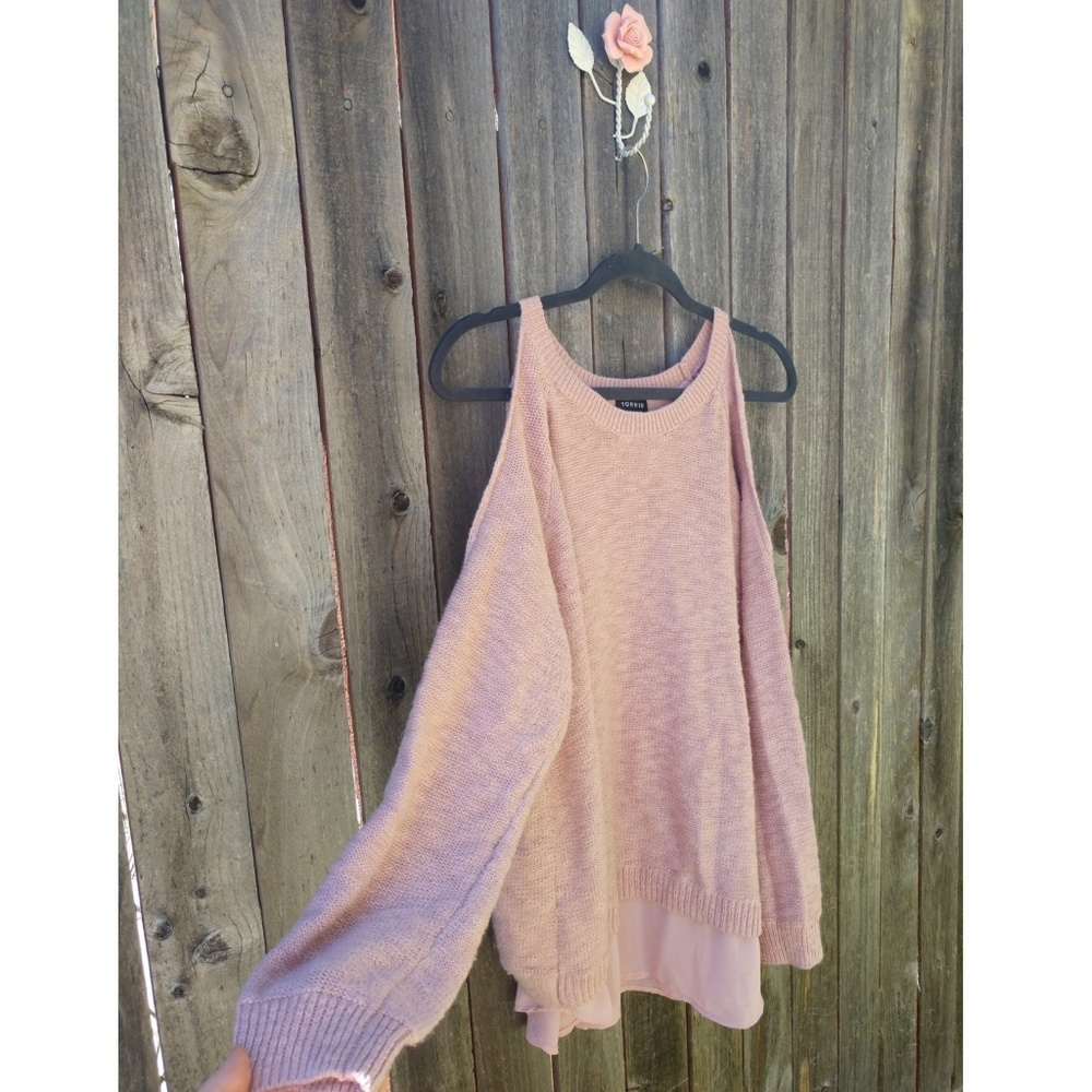 Torrid Pink Cold Shoulder Sweater